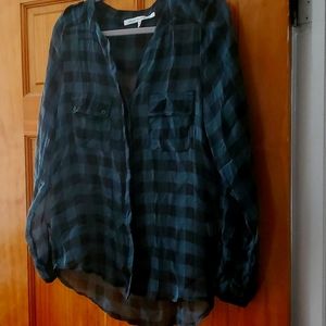 Blouse - sheer dark green and black